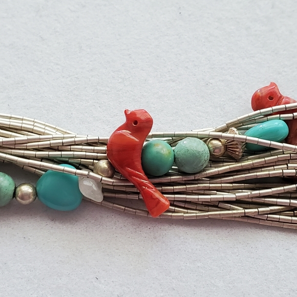 RARE Carolyn Pollack Liquid Silver Gemstone Layered Bead Bracelet Vintage RARE - Picture 11 of 15